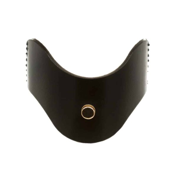 Collier EBE Posture large en cuir noir et détails dorés de 0770 chez Brigade Mondaine