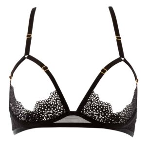 Soutien-gorge noir ouvert avec dentelle fine et croisé dans le dos ATELIER AMOUR chez Brigade Mondaine