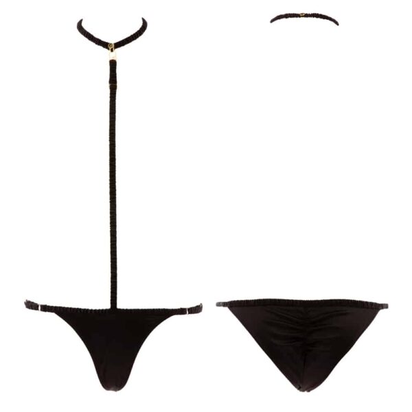 Black Satin and Elastic Harness Briefs Please Me by Atelier Amour at Brigade Mondaine