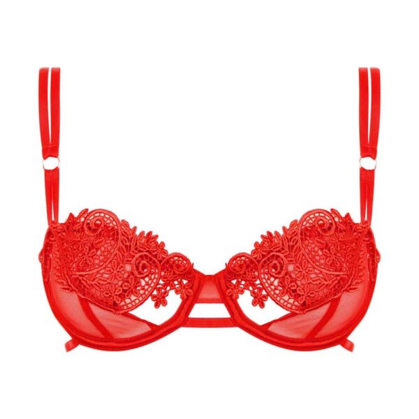 Red Julienne Bra with tulle and lace by Bluebella
