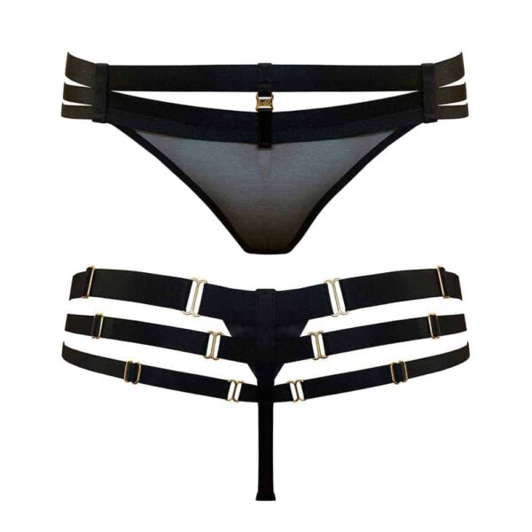 Tanga negro de rejilla con espalda elástica negra by Bordelle Signature at Brigade Mondaine