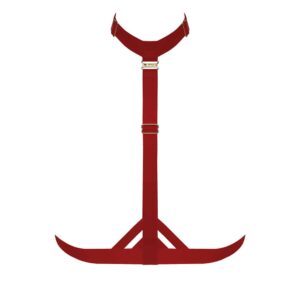 Rotes Geschirr verbindet ein Halsband und eine Taille mit Gummibändern von BORDELLE Signature bei Brigade Mondaine