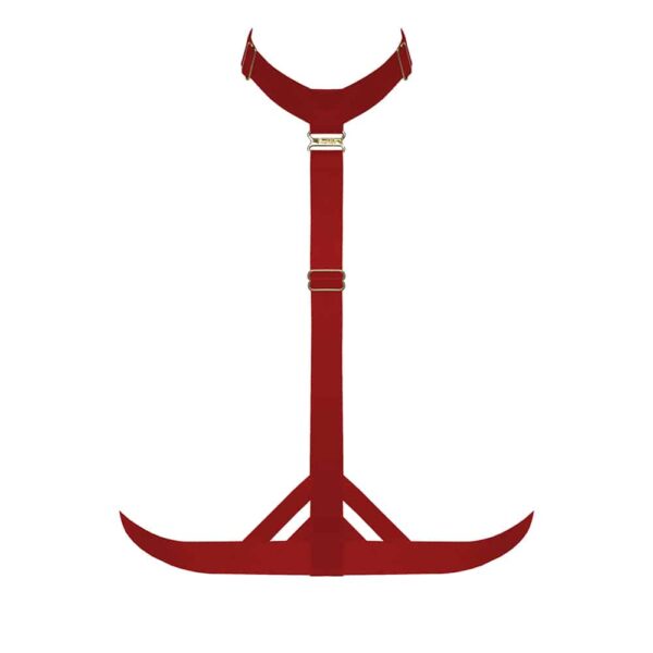 Rotes Geschirr verbindet ein Halsband und eine Taille mit Gummibändern von BORDELLE Signature bei Brigade Mondaine