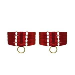 Rote Strumpfbänder Bondage aus dem Sortiment Bordelle Signature bei Brigade Mondaine