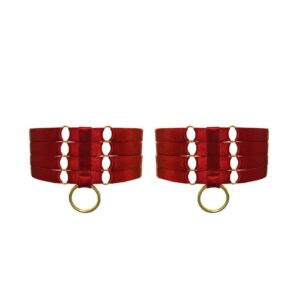 Red Bondage Garters from Bordelle Signature to Brigade Mondaine range