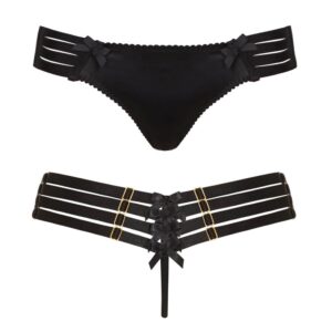 Black Webbed G-string with several rows d'adjustable elastics at #039;back of Bordelle Signature at Brigade Mondaine