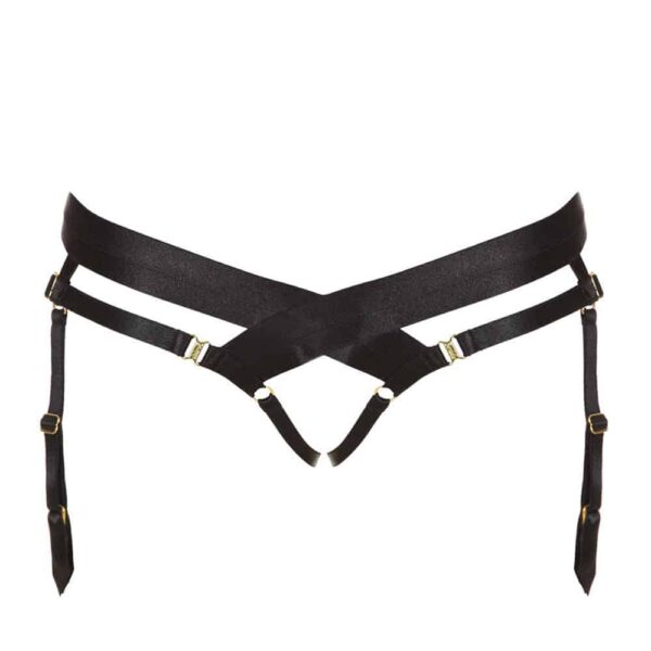 Wide elastic suspender belt briefs black by Bordelle at Brigade Mondaine