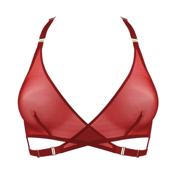 Soutien gorge Art Deco en résille rouge par Bordelle lingerie