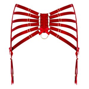 Strapsgürtel Webbed rot Bondage-inspiriert mit mehreren Reihen von Gummibändern über dem Gesäß, um Ihre Formen zu betonen von Bordelle Signature bei Brigade Mondaine