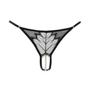 Black fishnet and Kyoto pearls G-spot open g-string by Bracli at Brigade Mondaine