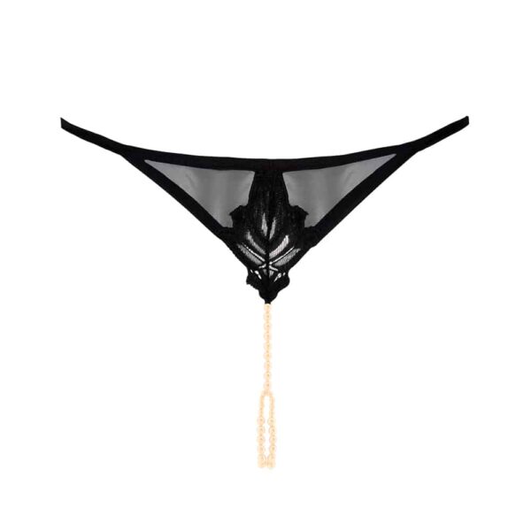G-string with stimulating lace beads and black fishnet BRACLI at Brigade Mondaine