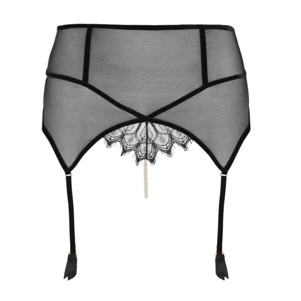 Black fishnet and Kyoto pearl suspender belt by Bracli at Brigade Mondaine