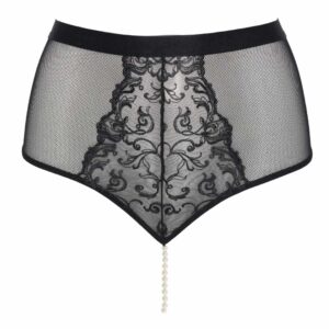 High waist lace and fishnet panties with pearls from the Vienna collection signed BRACLI at Brigade Mondaine