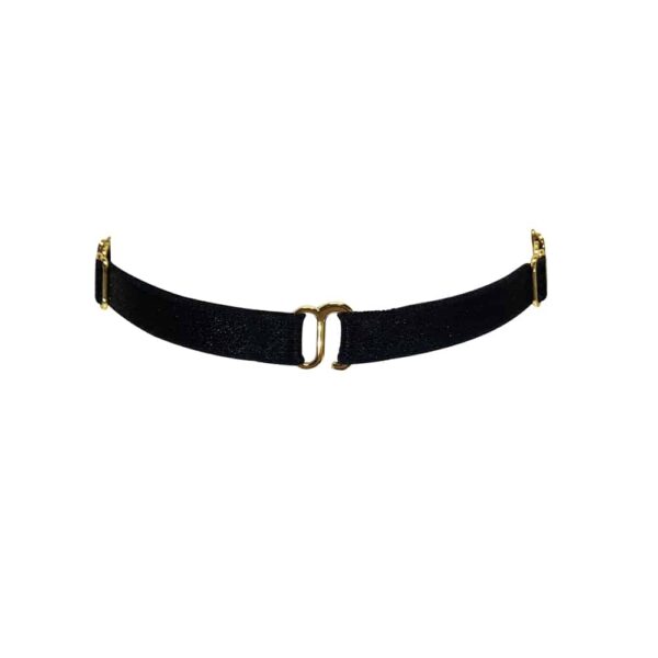 Choker-Halskette aus schwarzem Gummiband mit kleinem goldenen Mittelring ELF ZHOU bei Brigade Mondaine