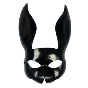 Schwarze Kaninchenmaske aus pflanzlich gegerbtem Leder von ELF ZHOU bei Brigade Mondaine