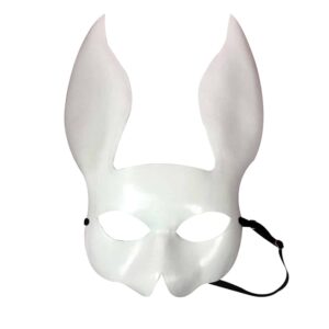 Máscara de conejo blanco en cuero vegetal por ELF ZHOU en Brigade Mondaine