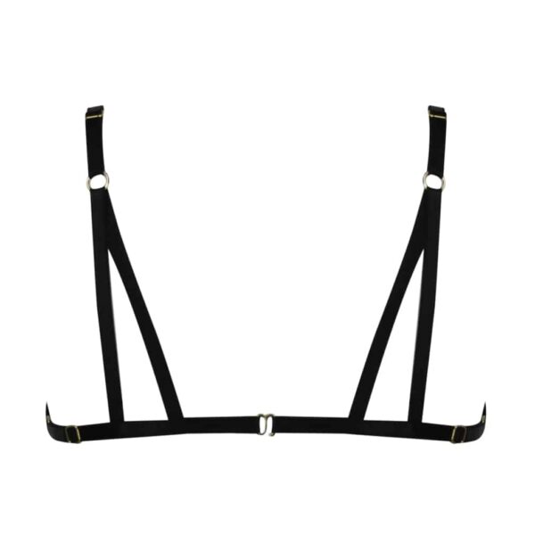 Open bra in black elastic FRAME by ELF ZHOU LONDON at Brigade Mondaine