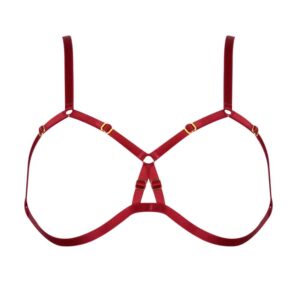 Soutien gorge ouvert FRAME en élastiques rouge par ELF ZHOU LONDON