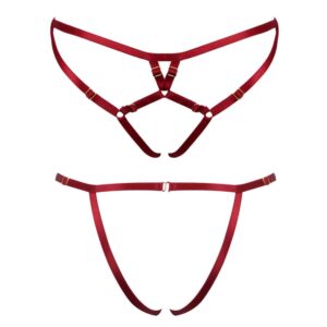 Culotte ouverte FRAME en élastiques rouge par ELF ZHOU LONDON