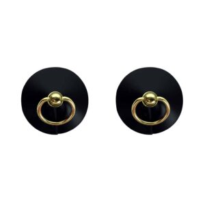 Nippies aus Leder mit Ring, Farbe schwarz von ELF ZHOU LONDON bei Brigade Mondaine