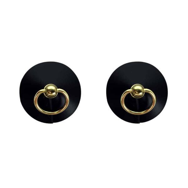 Pezoneras de cuero con anillo, color negro por ELF ZHOU LONDON en Brigade Mondaine