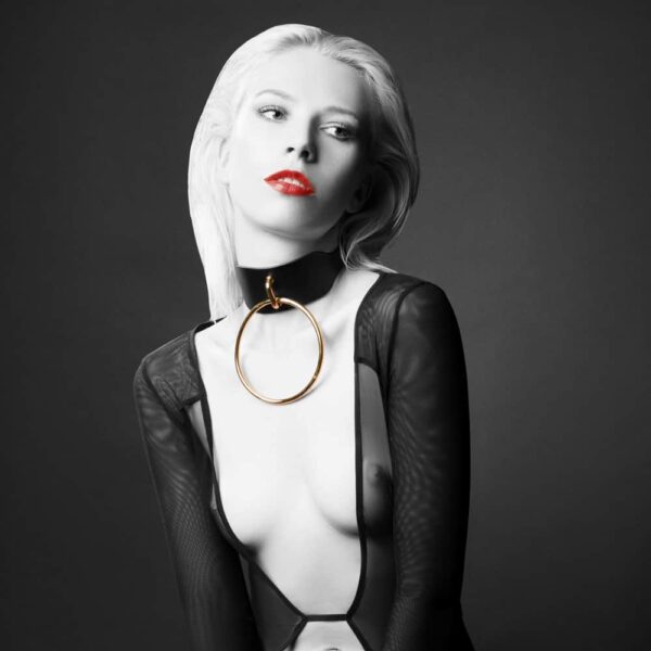 Large choker with large black O Collar ring by E.L.F ZHOU LONDON at Brigade Mondaine