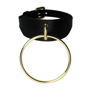 Choker large avec grand anneau O Collar noir par E.L.F ZHOU LONDON chez Brigade Mondaine