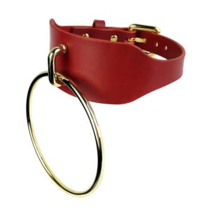 Choker large avec grand anneau O Collar rouge par E.L.F ZHOU LONDON chez Brigade Mondaine