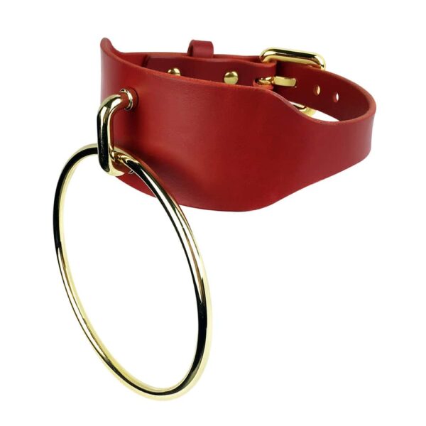 Choker large mit großem Ring O Collar rot von E.L.F ZHOU LONDON bei Brigade Mondaine