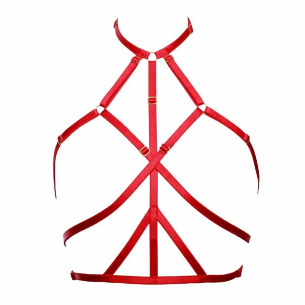 red Ruby elastic neck sling with bondage strapless waistband by Flash You and Me at Brigade Mondaine