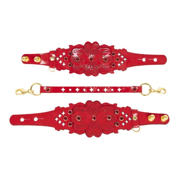 Red handcuffs with gold finishes from the Original Rosso collection signed Fraulein Kink