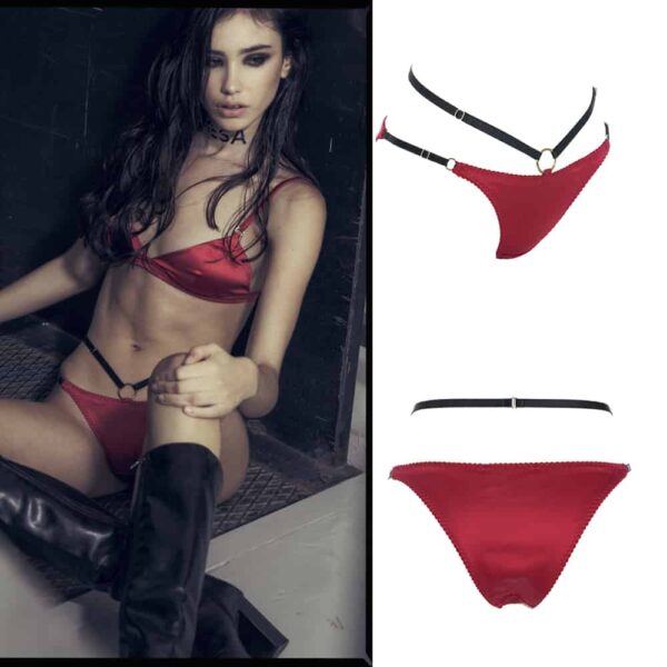 Red silk panties with black elastic waistband GONZALES AFFAIRES chez Brigade Mondaine