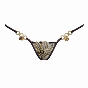 Schwarzer String mit goldener Blumenstickerei Gypsy Lucky Cheeks von Brigade Mondaine