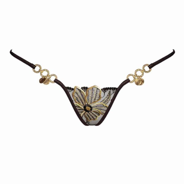 String noir avec broderie fleur dorée Gypsy Lucky Cheeks par Brigade Mondaine