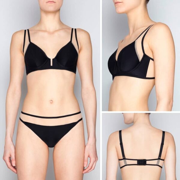 Black microfiber bra with transparent tulle Sophie by Opaak at Brigade Mondaine