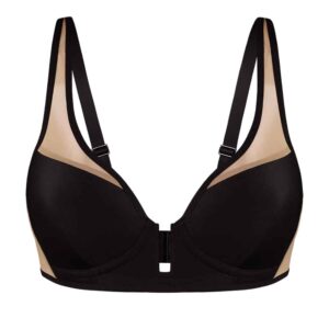 Black microfiber bra with transparent tulle Sophie by Opaak at Brigade Mondaine