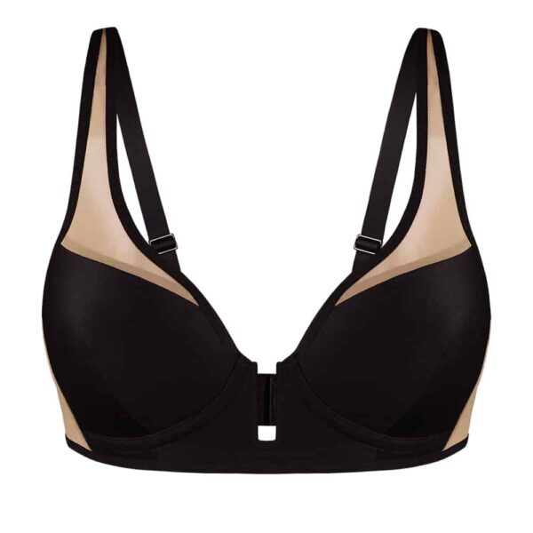 Black microfiber bra with transparent tulle Sophie by Opaak at Brigade Mondaine