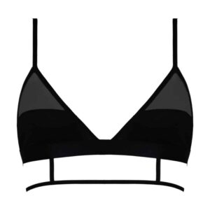 Elena triangle bra in microfiber and transparency, with geometric elastics on the bust, black, by OW INTIMATES at Brigade Mondaine