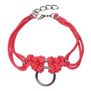 Chocker knotted rope shibari bondage red Figure of A in Brigade Mondaine