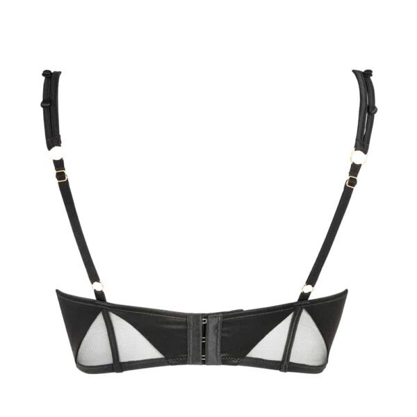 Soutien-gorge bustier ouvert en mesh et satin noir avec bretelles détachables collection Douce Insomnie de Atelier Amour chez Brigade Mondaine