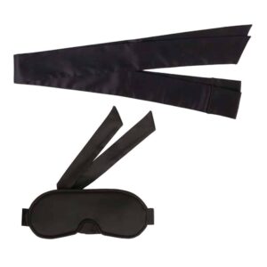Fesselset und weiche Bondage-Maske aus schwarzem Satin von Atelier Amour bei Brigade Mondaine