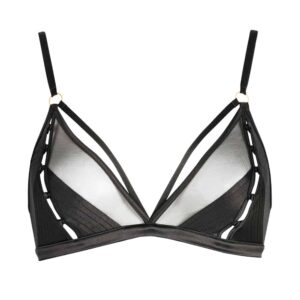 Soutien-gorge triangle en mesh et satin noir ouvrable collection Douce Insomnie de Atelier Amour chez Brigade Mondaine