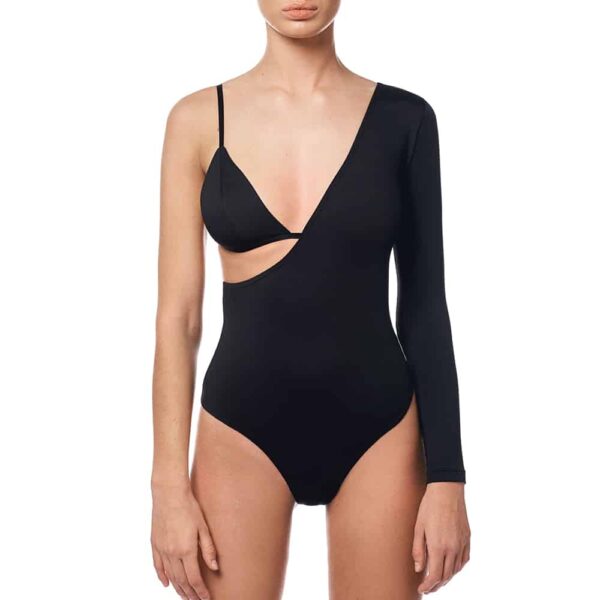 Asymmetrischer String-Body mit langem Ärmel und BH OW INTIMATES bei Brigade Mondaine