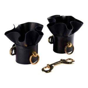 Handschellenarmbänder aus weichem schwarzem Leder mit verstellbaren Goldbefestigungen ZALO bei Brigade Mondaine