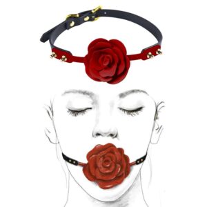 Ball gag with detachable red silicone rose, luxury bondage accessory ZALO at Brigade Mondaine