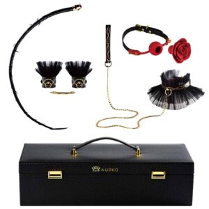 #039;Luxus-Bondage-Zubehör-Set mit Handschellen, Halsband und Ballgag von ZALO USA bei Brigade Mondaine