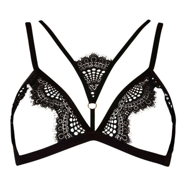 Soutien-gorge ouverte en dentelle circulaire avec motif sur la gorge Atelier Amour chez Brigade Mondaine