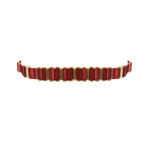 Red satin elastic necklace with gold details BORDELLE at Brigade Mondaine