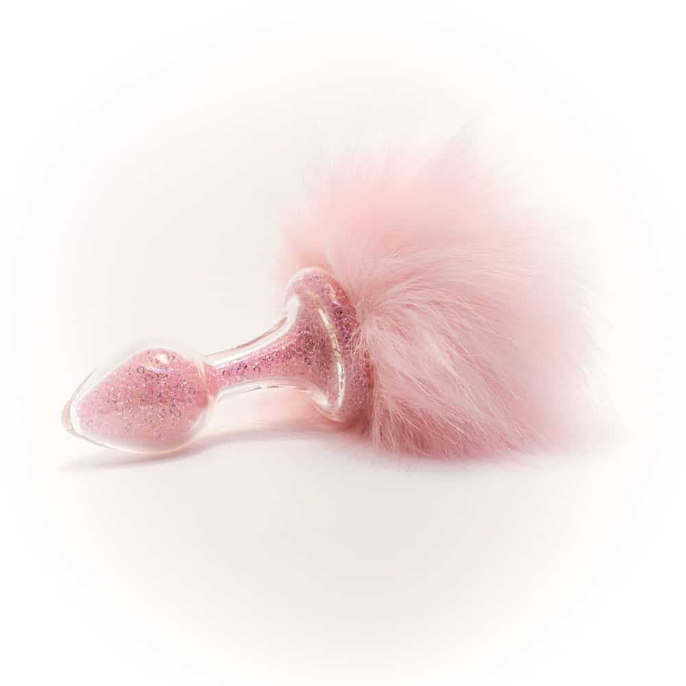 Analplug Kaninchen rosa abnehmbar Glitter Borosilikatglas CRYSTAL DELIGHTS bei Brigade Mondaine