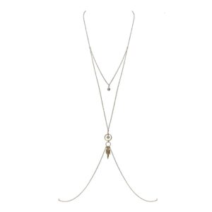 Bijou de corps dos nu et croisé sur le buste avec plumes en or tombant sur le ventre